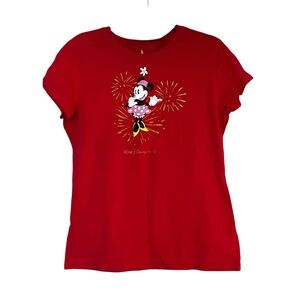 Disney Red Minnie Mouse Fireworks T-Shirt size XL
